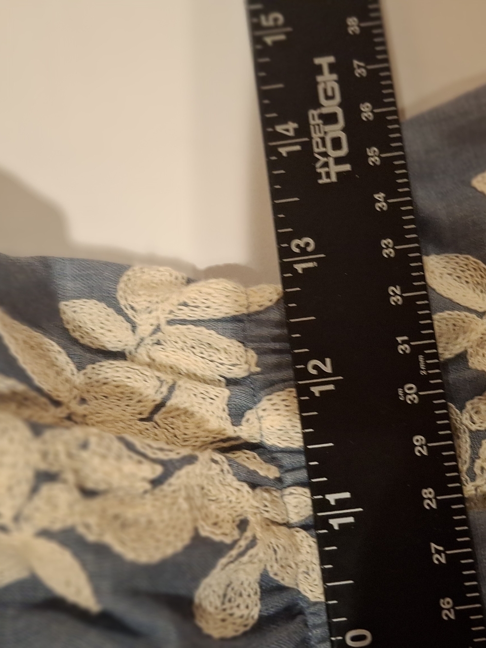 Blue Appliqued Floral Button-Front Mini Dress - Picture 13 of 16